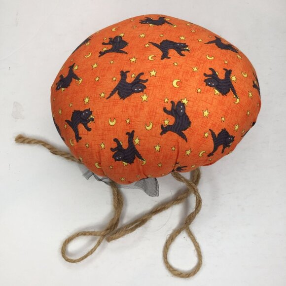 Handmade Halloween Fabric Pumpkins Set 2 Decorative Plush Spooky Twine Accents - Picture 8 of 16